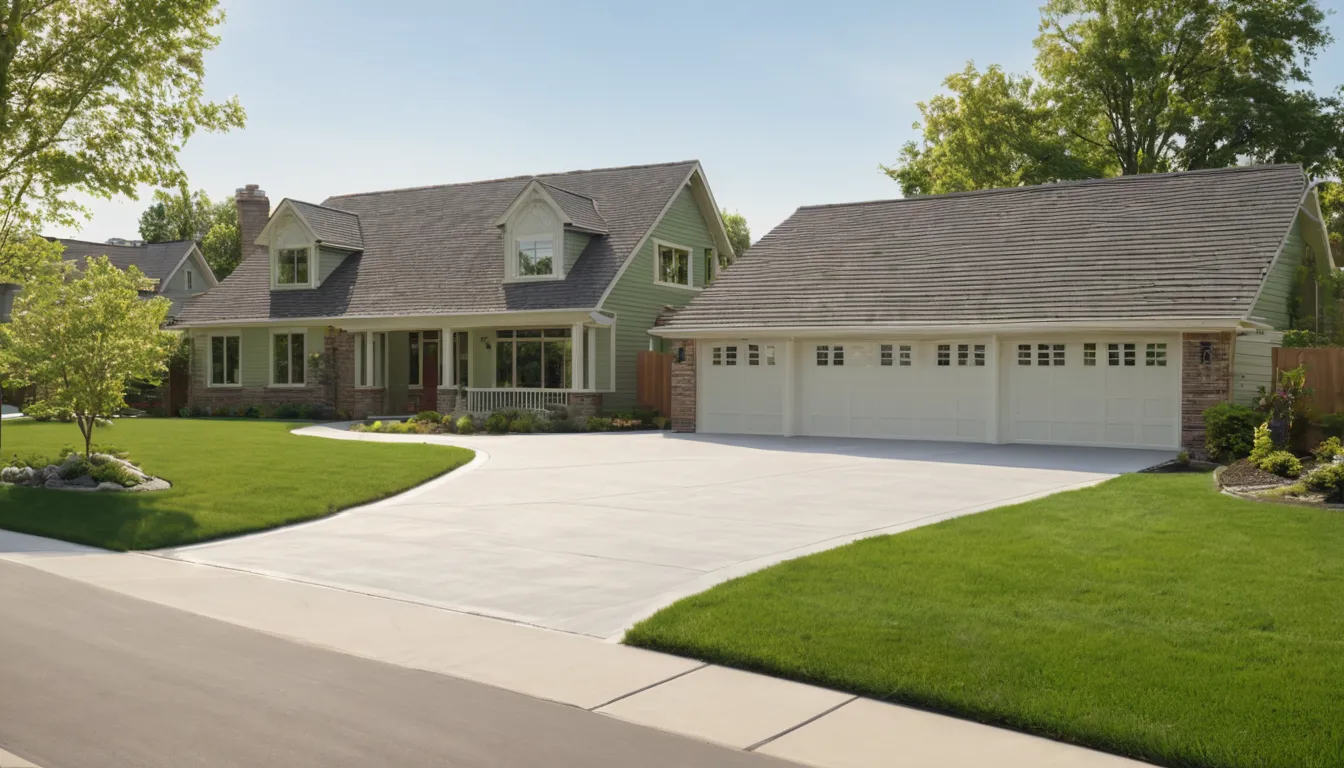A fresh concrete driveway leading to a ranch-style home in Painesville
